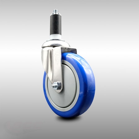Service Caster 5 Inch 316SS Blue Polyurethane Wheel Swivel 1-3/8 Inch Expanding Stem Caster SCC-SS316EX20S514-PPUB-BLUE-138